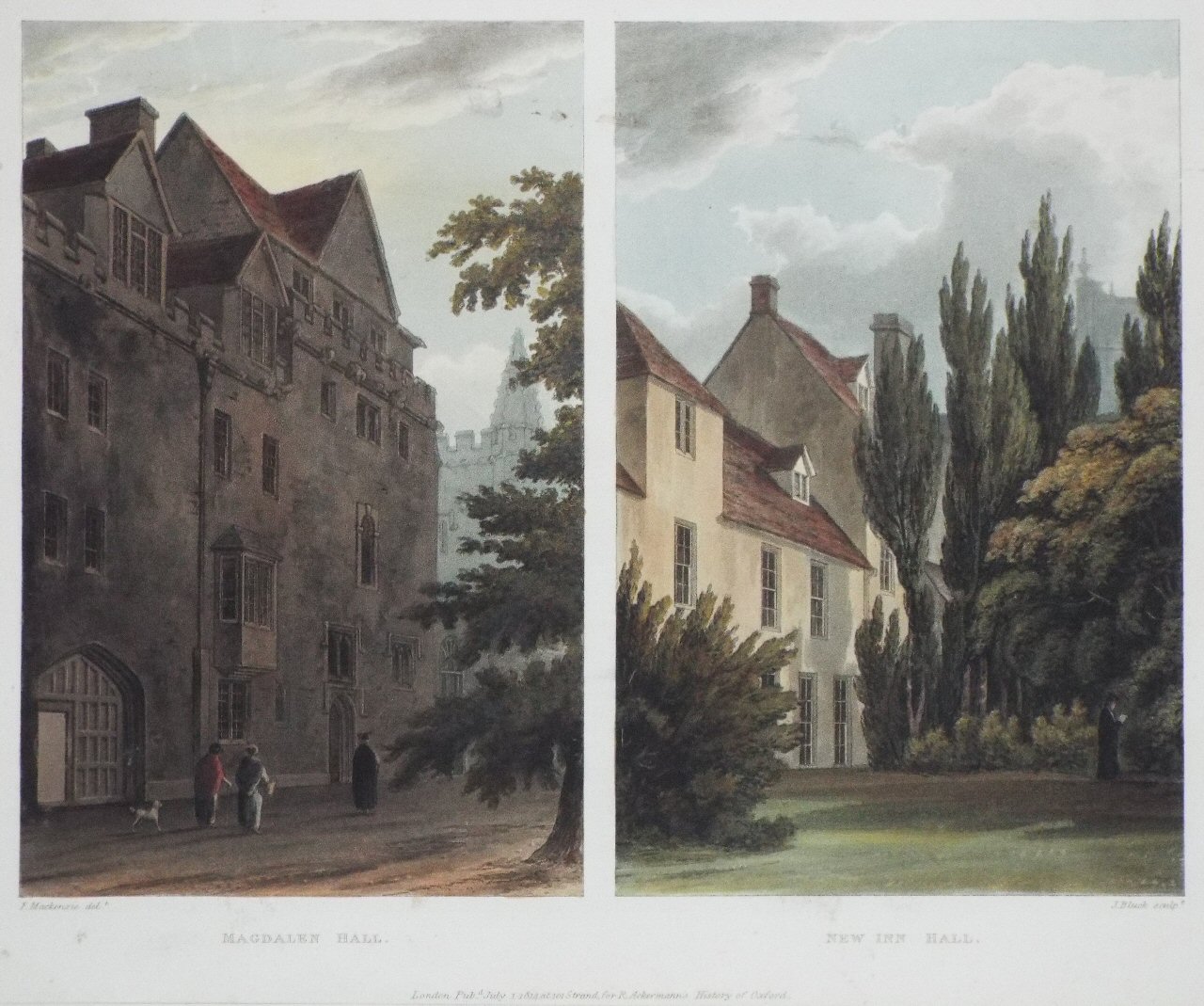 Aquatint - Magdalen Hall, New Inn Hall - Bluck